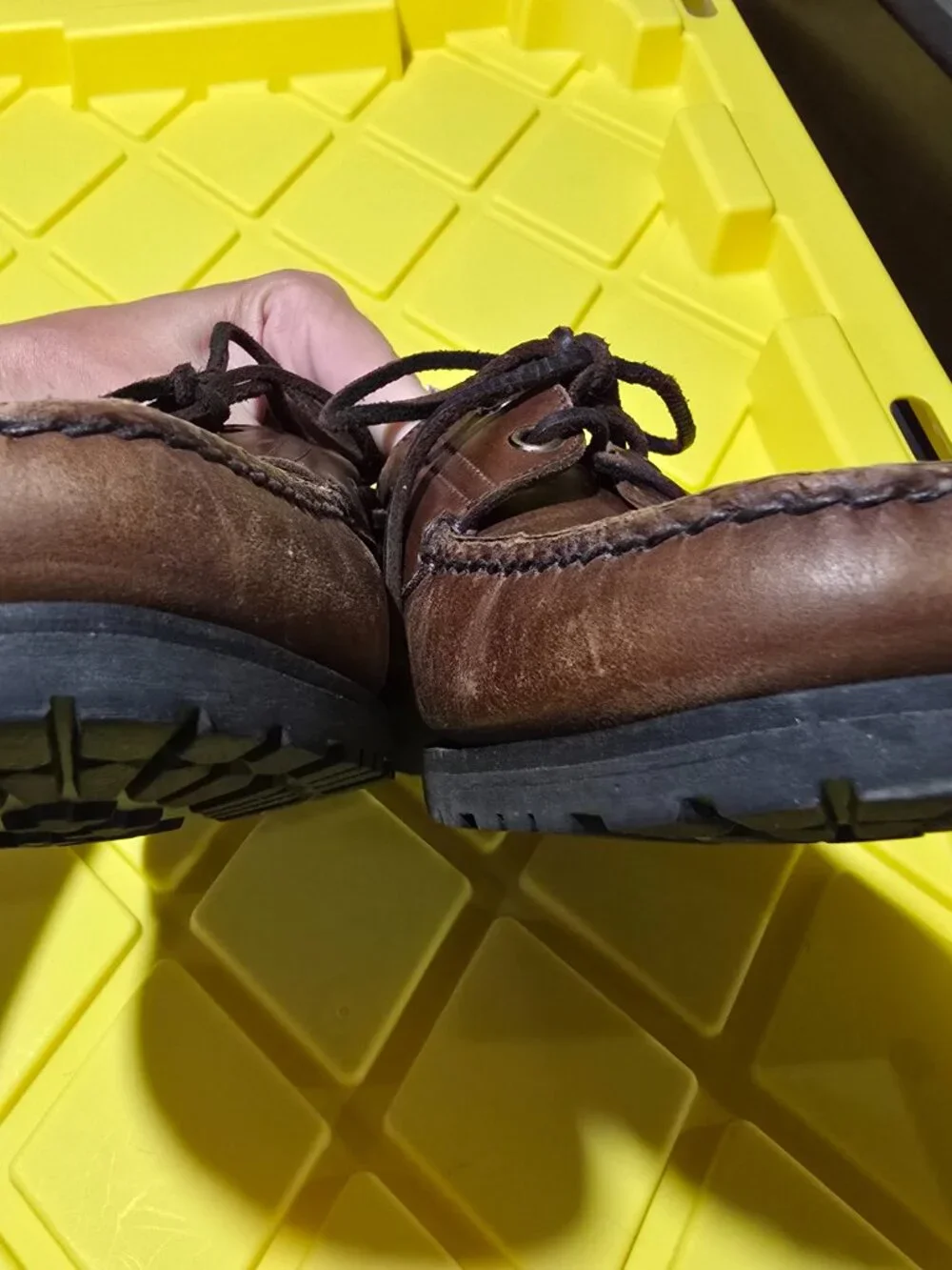 Vintage Florsheim Outdoorsman Men's Brown Leather Moc Toe Boat Shoes - Size 11 D